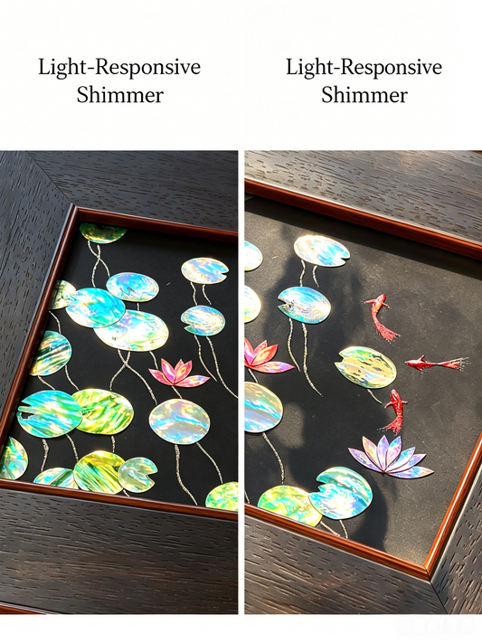 3D Textured Oriental Feng Shui Lotus Artwork, Luxury Meaningful Housewarming Gift