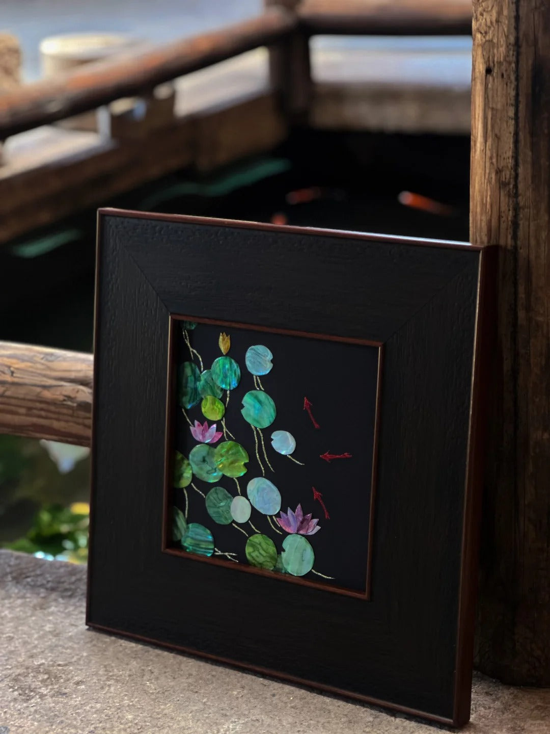 3D Textured Oriental Feng Shui Lotus Artwork, Luxury Meaningful Housewarming Gift