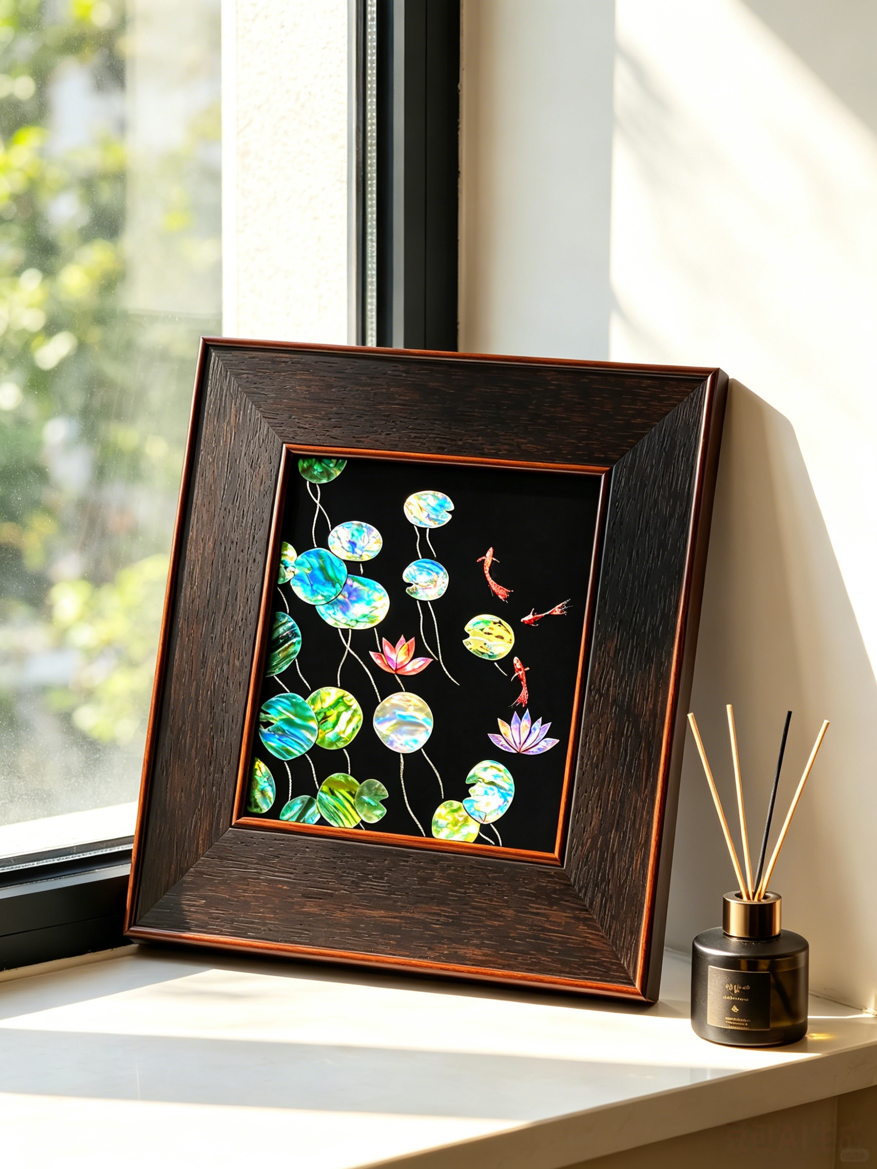 3D Textured Oriental Feng Shui Lotus Artwork, Luxury Meaningful Housewarming Gift