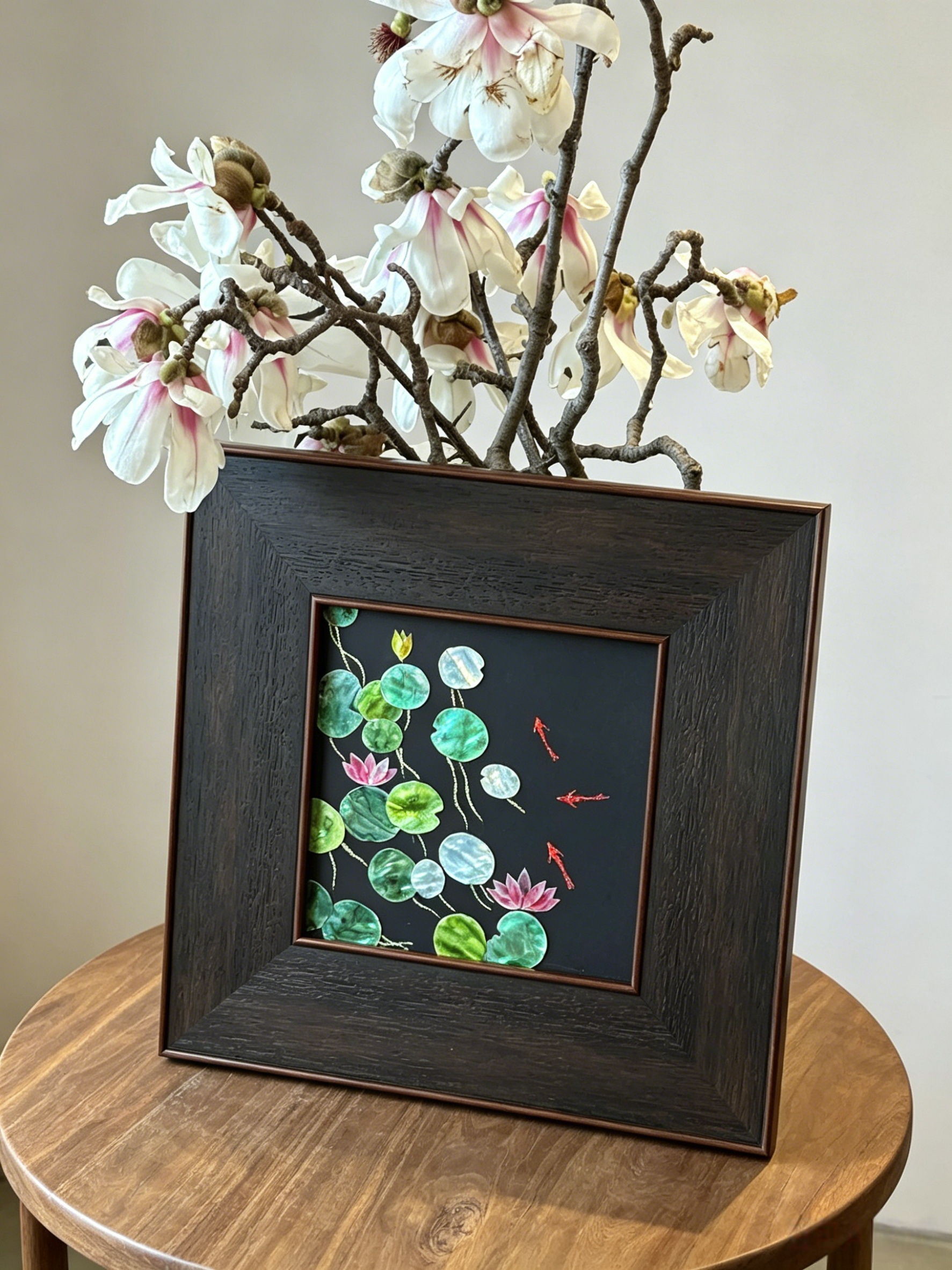3D Textured Oriental Feng Shui Lotus Artwork, Luxury Meaningful Housewarming Gift