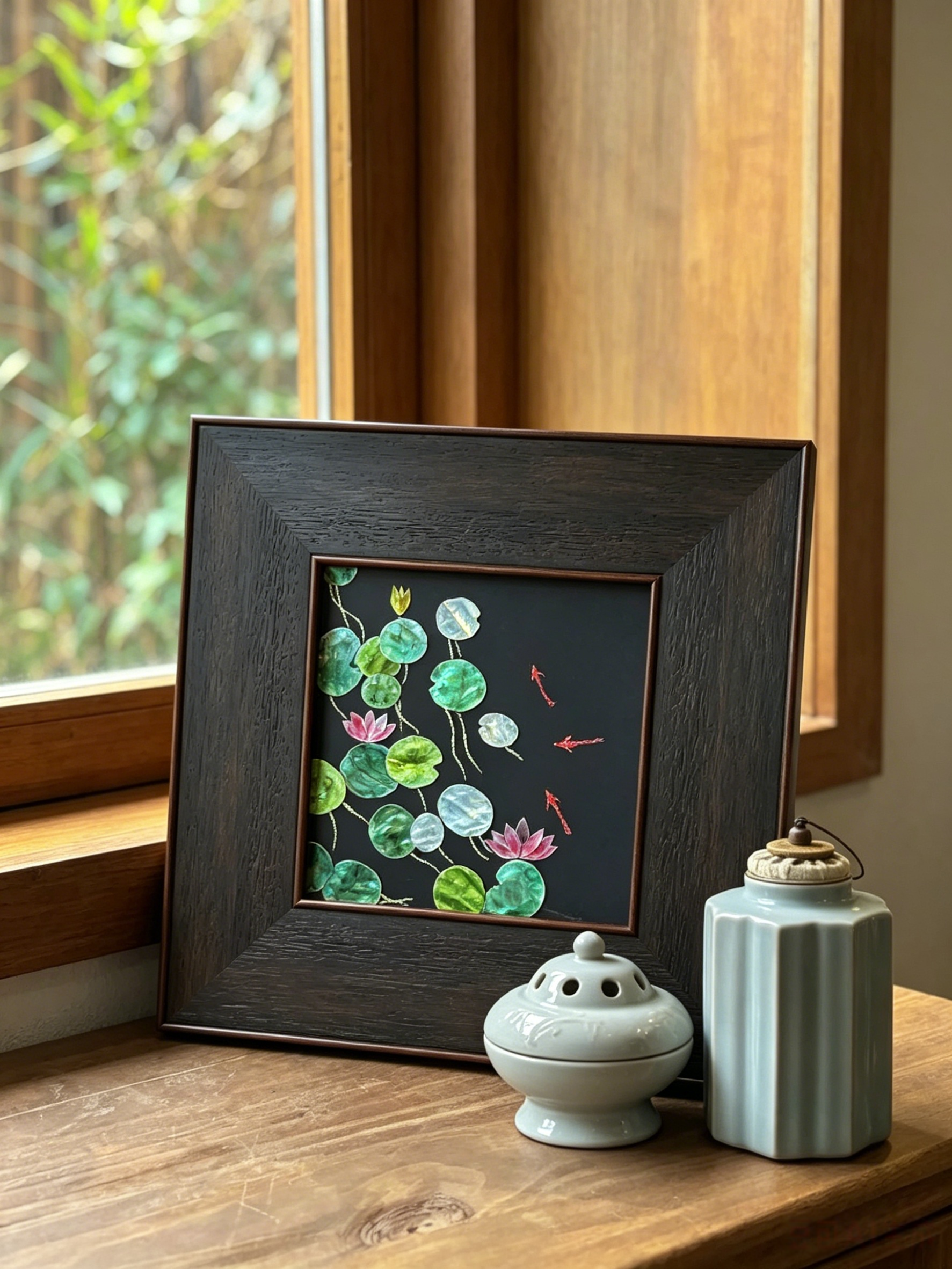 3D Textured Oriental Feng Shui Lotus Artwork, Luxury Meaningful Housewarming Gift