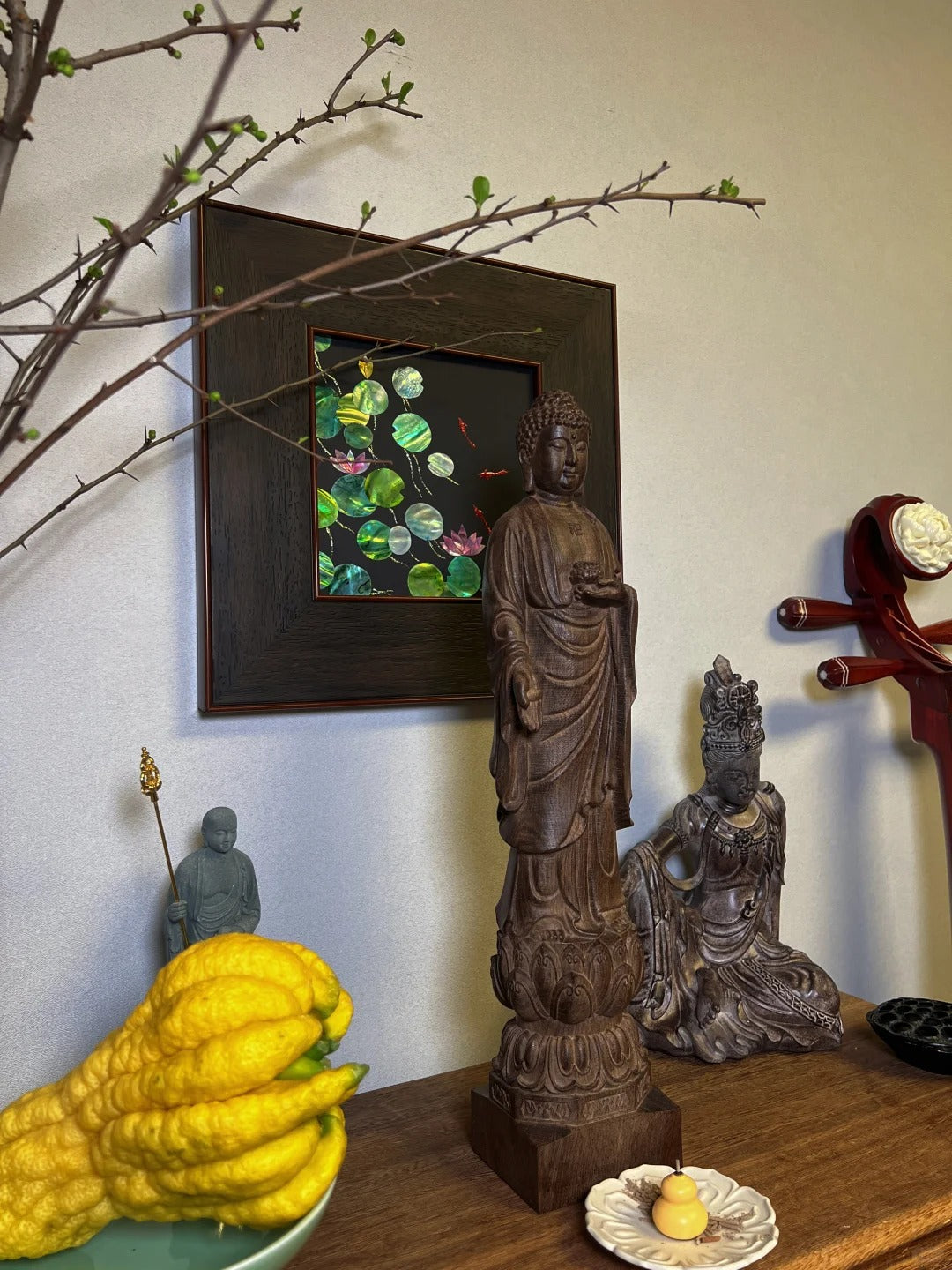 3D Textured Oriental Feng Shui Lotus Artwork, Luxury Meaningful Housewarming Gift
