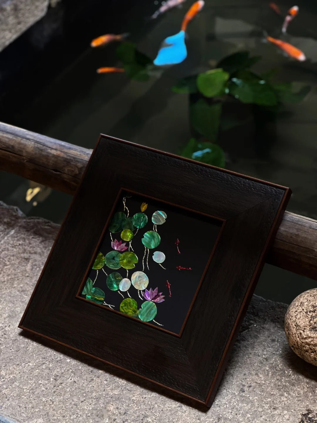 3D Textured Oriental Feng Shui Lotus Artwork, Luxury Meaningful Housewarming Gift