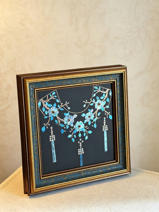 Dunhuang cloud motif mother of pearl wall art, handcrafted raden shell inlay, Chinese intangible cultural heritage art.