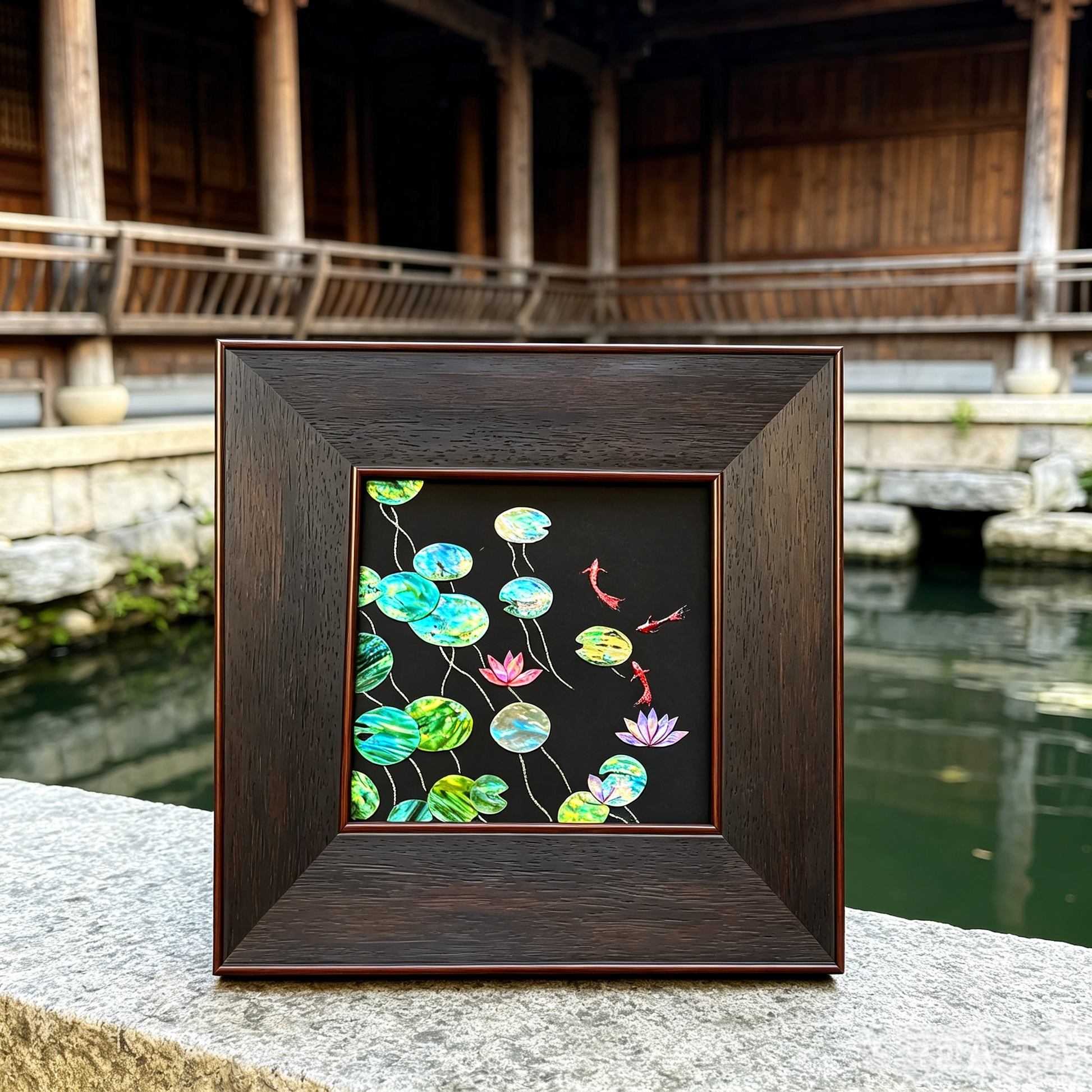 3D Textured Oriental Feng Shui Lotus Artwork, Luxury Meaningful Housewarming Gift