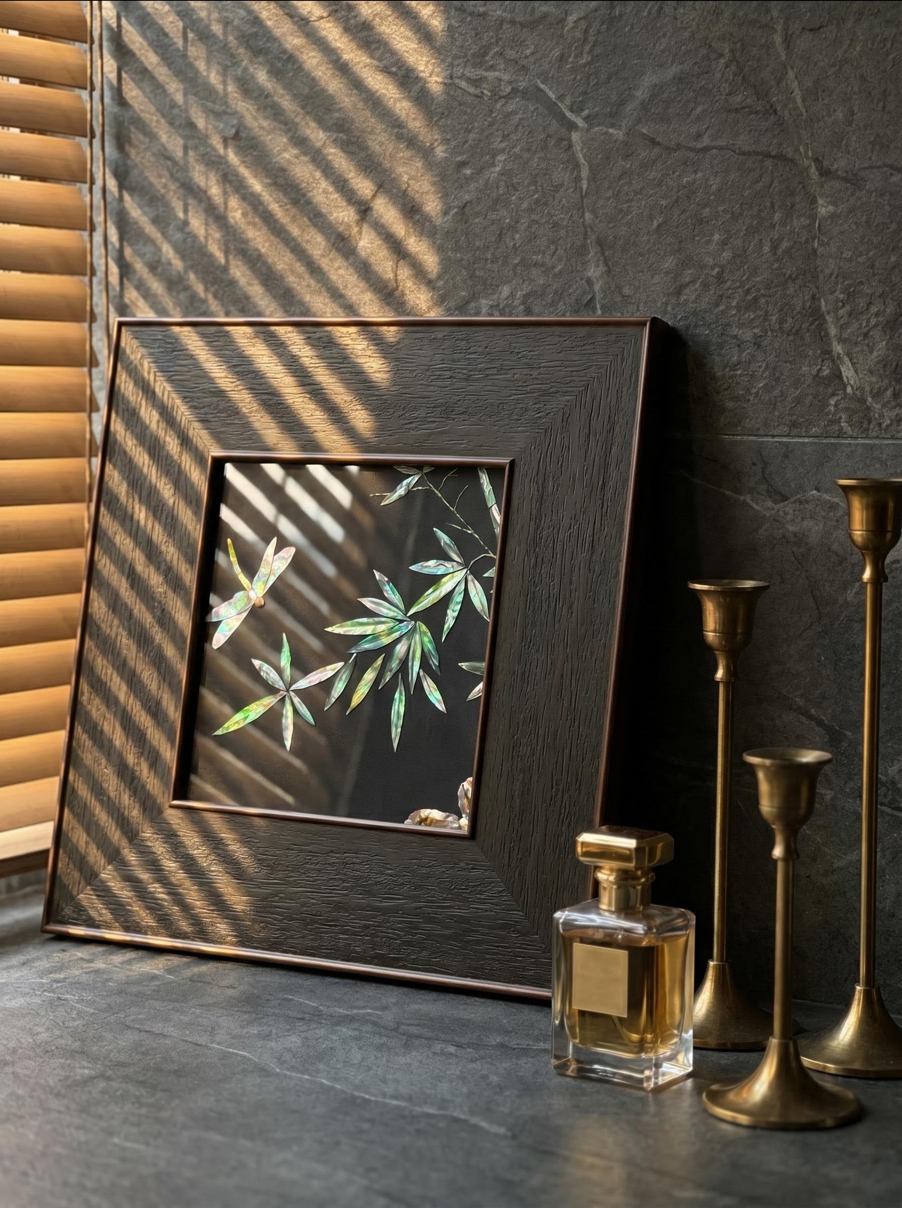 Luxury 3D Green Abalone Shell Bamboo Artwork for Modern Zen Home Decor and Japandi Living Room
Premium Green Jadeite Bamboo Shell Mosaic Inlay Picture, Unique Handcrafted Housewarming Gift