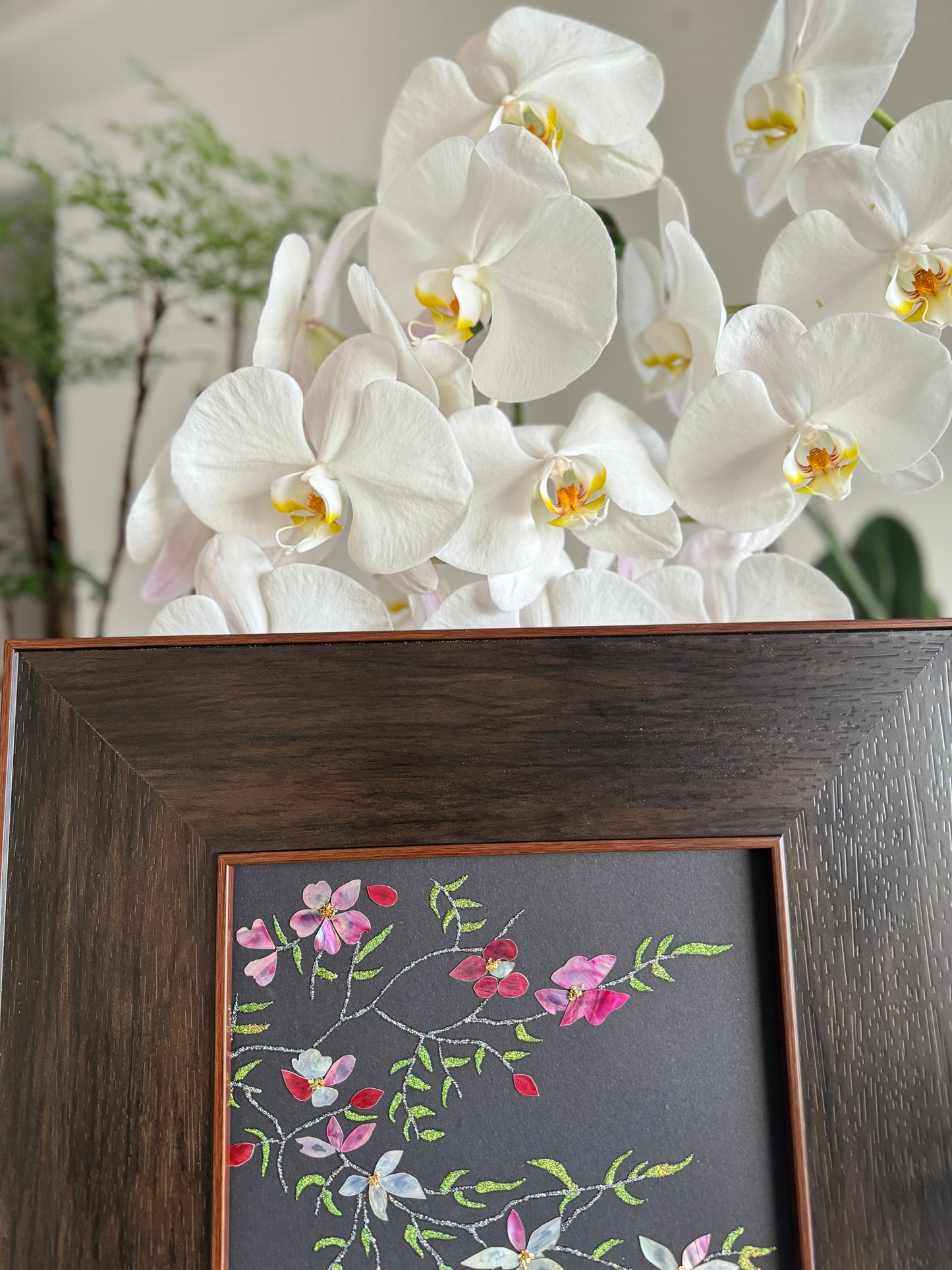 Handcrafted Mother-of-Pearl Camellia Flower Wall Art - "Whispers of Camellia" (Hua Yi Nong)
